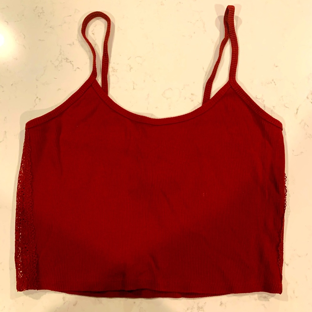 Forever 21 Red Lace Crop Top, Size L - Picture 1 of 6